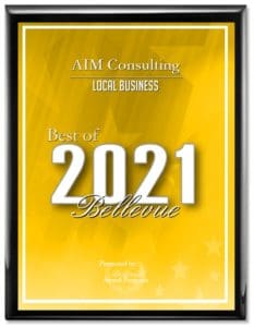 Gold plaque AIM Consulting Local business best of 2021