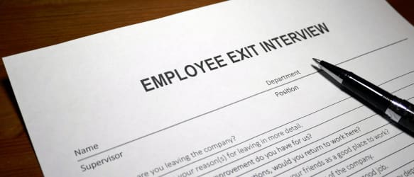 a piece of paper reads Employment Exit Interview