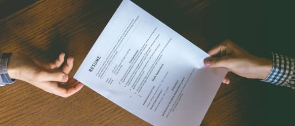 a resume is passed between candidate and hiring manager