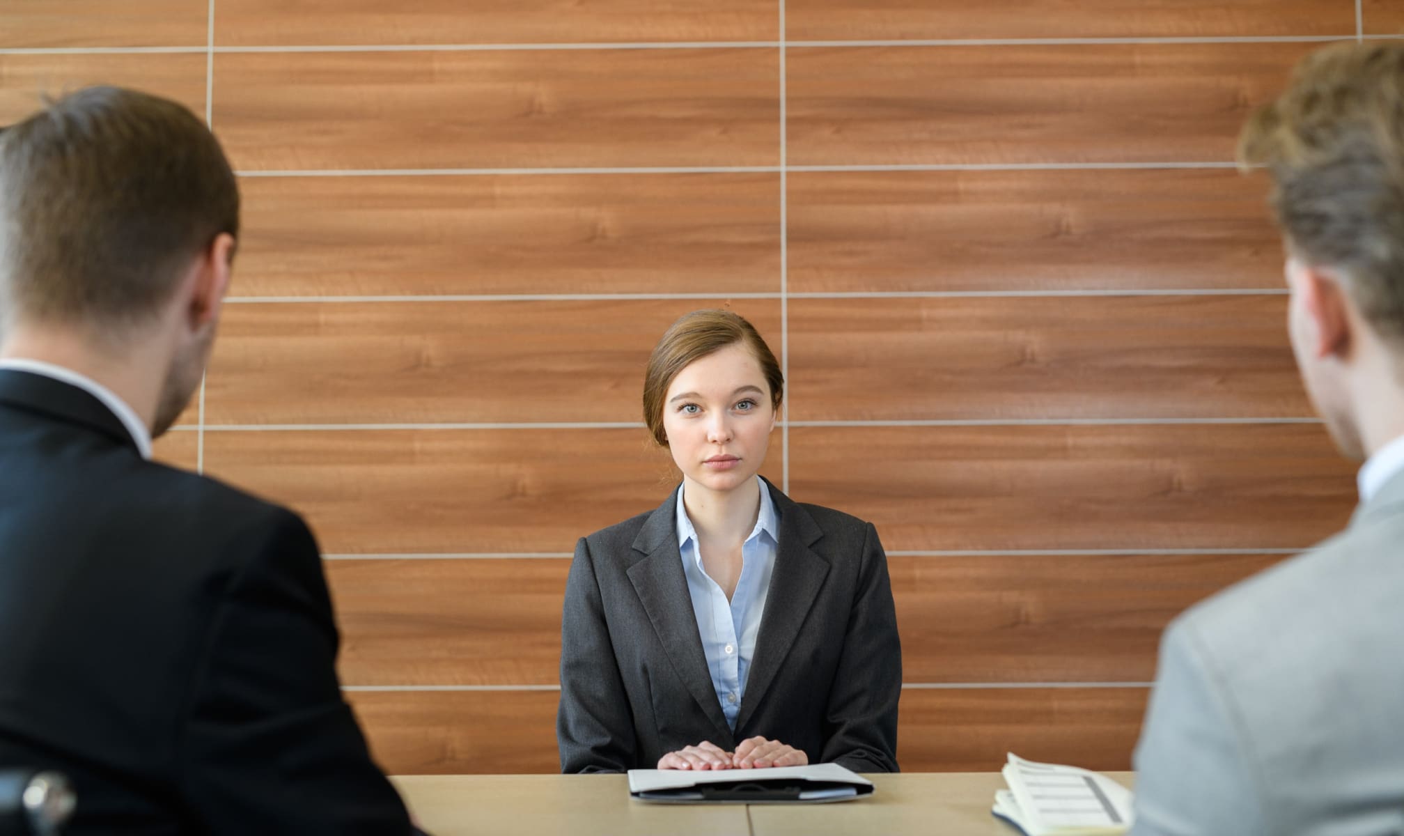 woman looking nervous in tech interview