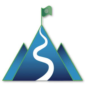 Entrepreneurial Spirit Icon for Addison Group that is three mountains with path up to Flag with Addison Group Favicon