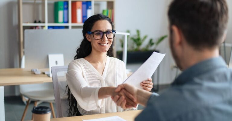 Candidate in an interview avoiding common interview mistakes they learned from Addison Group