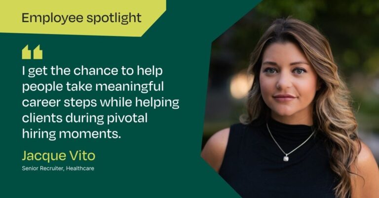 Jacque Vito, D.C.’s Healthcare solutions senior recruiter, is ready to help local talent find jobs that align with their career goals.