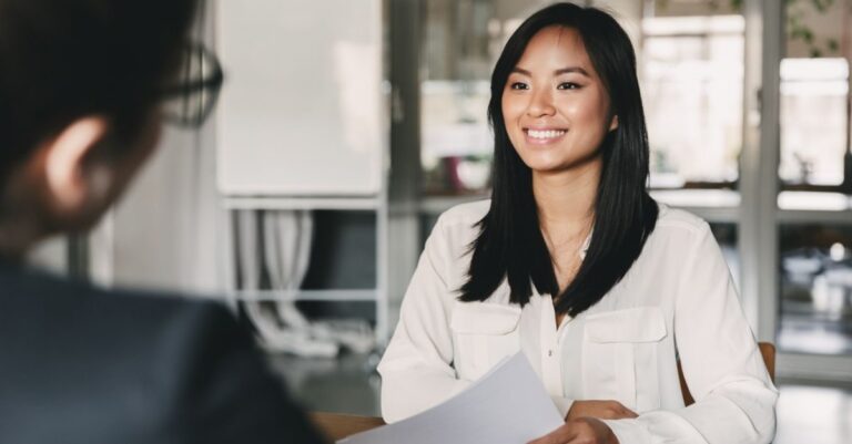 Someone using Addison Group's interview prep tips in an interview